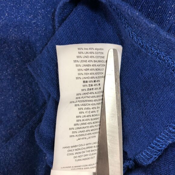 Michael Kors Blouse Womens M Blue Flake Shirt Ruffle Sleeve Preppy Round‎ Neck - Picture 4 of 7